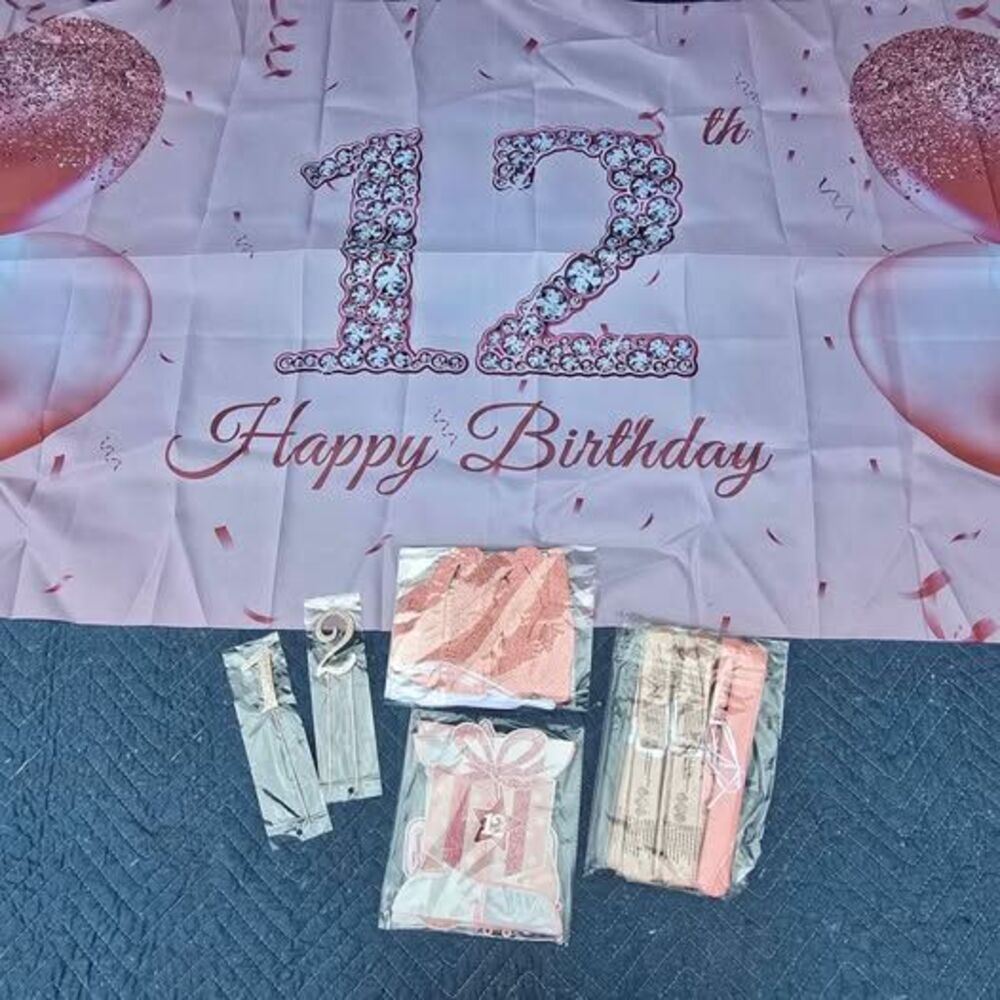 12th Happy Birthday Decorations Rose Pink
